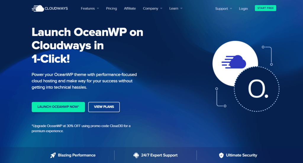 Cloudways Web Hosting Dimostrazioni OceanWP