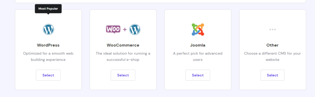 Hostinger - Alojamiento web - Interfaz de usuario - Instalación de WordPress o WooCommerce