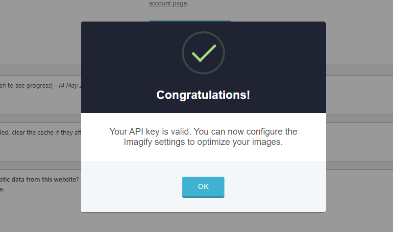 Installazione di IMAGIFY - chiave API