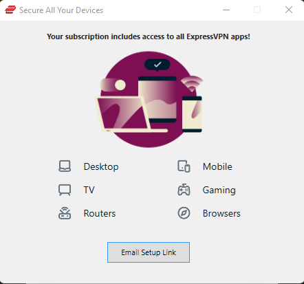ExpressVPN - Email setup link