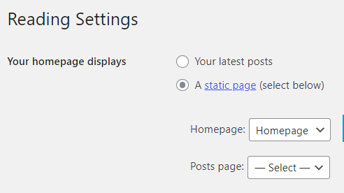 Homepage settings